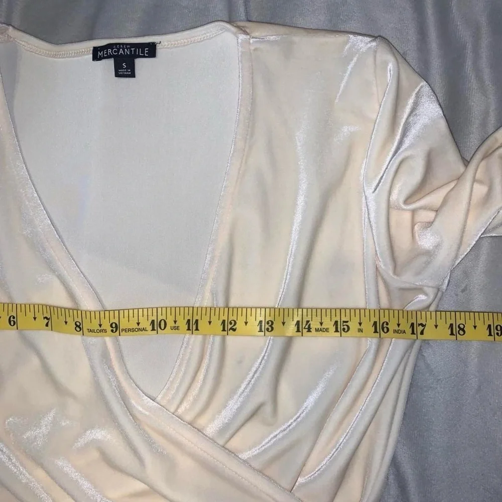 J crew mercantile velvet cream v neck faux wrap long sleeve blouse size small